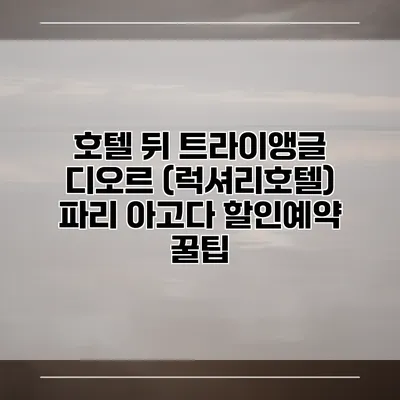 호텔 뒤 트라이앵글 디오르 (럭셔리호텔) 파리 아고다 할인예약 꿀팁