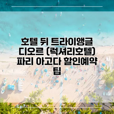 호텔 뒤 트라이앵글 디오르 (럭셔리호텔) 파리 아고다 할인예약 팁