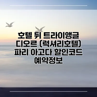 호텔 뒤 트라이앵글 디오르 (럭셔리호텔) 파리 아고다 할인코드 예약정보