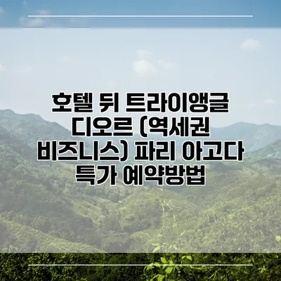 호텔 뒤 트라이앵글 디오르 (역세권 비즈니스) 파리 아고다 특가 예약방법