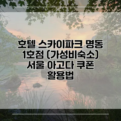 호텔 스카이파크 명동 1호점 (가성비숙소) 서울 아고다 쿠폰 활용법