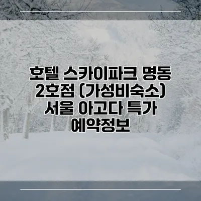 호텔 스카이파크 명동 2호점 (가성비숙소) 서울 아고다 특가 예약정보