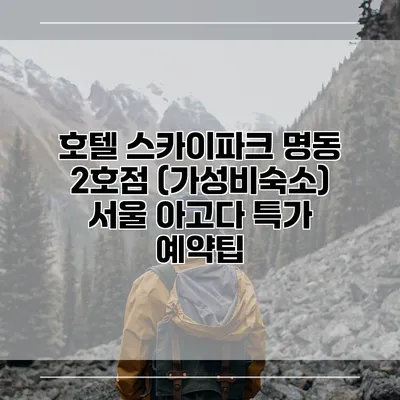 호텔 스카이파크 명동 2호점 (가성비숙소) 서울 아고다 특가 예약팁