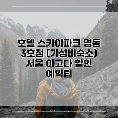 호텔 스카이파크 명동 3호점 (가성비숙소) 서울 아고다 할인 예약팁