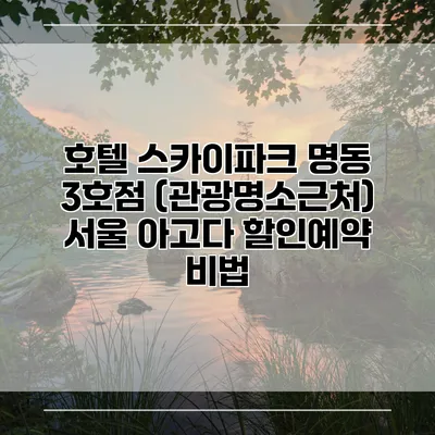호텔 스카이파크 명동 3호점 (관광명소근처) 서울 아고다 할인예약 비법