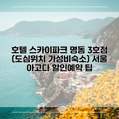 호텔 스카이파크 명동 3호점 (도심위치 가성비숙소) 서울 아고다 할인예약 팁