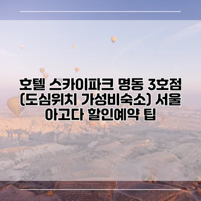 호텔 스카이파크 명동 3호점 (도심위치 가성비숙소) 서울 아고다 할인예약 팁