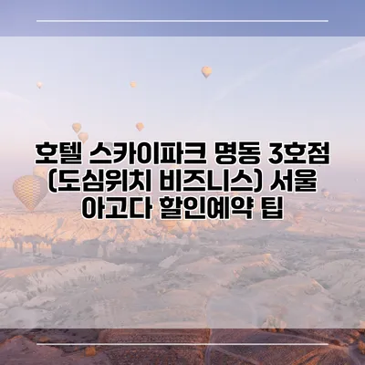 호텔 스카이파크 명동 3호점 (도심위치 비즈니스) 서울 아고다 할인예약 팁