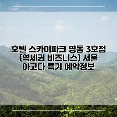 호텔 스카이파크 명동 3호점 (역세권 비즈니스) 서울 아고다 특가 예약정보