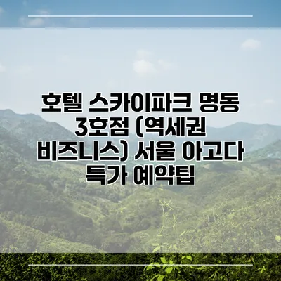 호텔 스카이파크 명동 3호점 (역세권 비즈니스) 서울 아고다 특가 예약팁