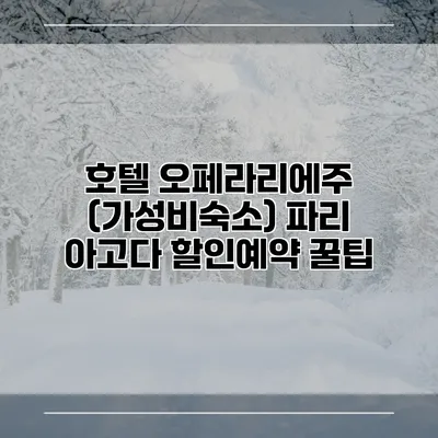 호텔 오페라리에주 (가성비숙소) 파리 아고다 할인예약 꿀팁
