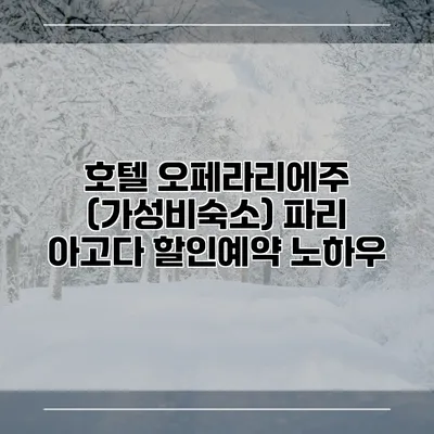 호텔 오페라리에주 (가성비숙소) 파리 아고다 할인예약 노하우
