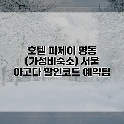 호텔 피제이 명동 (가성비숙소) 서울 아고다 할인코드 예약팁