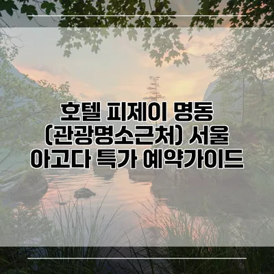 호텔 피제이 명동 (관광명소근처) 서울 아고다 특가 예약가이드